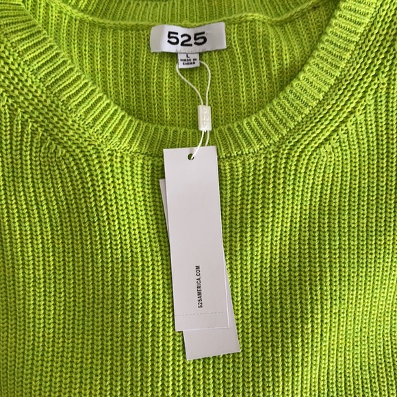 New 525 neon green ribbed knit cotton pullover sweater jumper - Picture 6 of 8